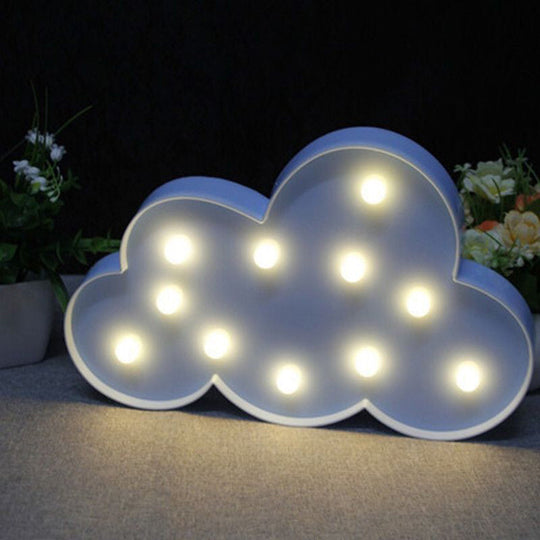 Cloud Shaped Led Nightstand Lamp For Kids Bedroom - Battery Powered Plastic Lighting Blue /