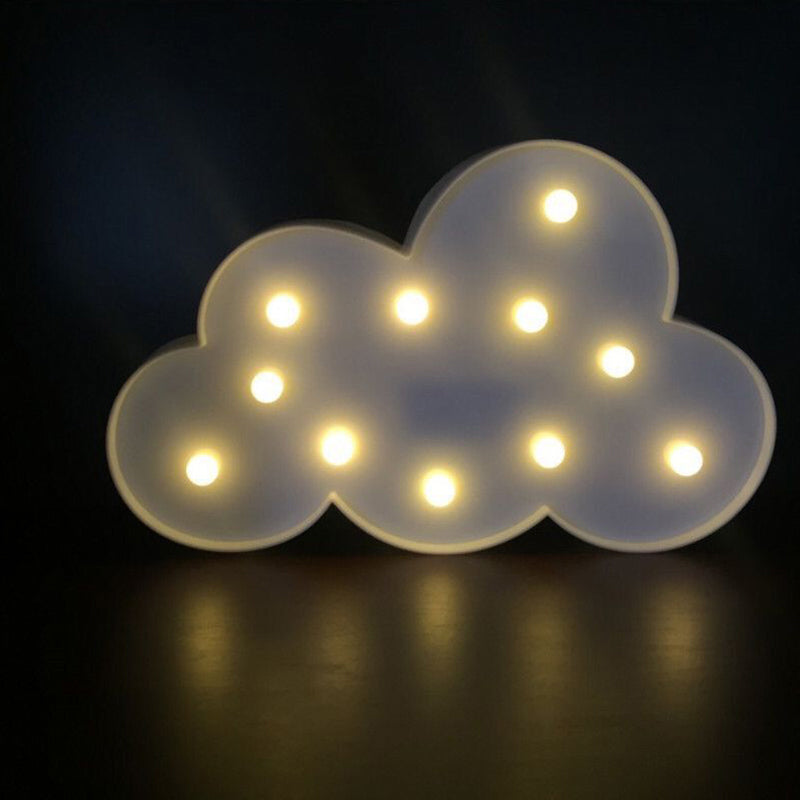 Cloud Shaped Led Nightstand Lamp For Kids Bedroom - Battery Powered Plastic Lighting White /