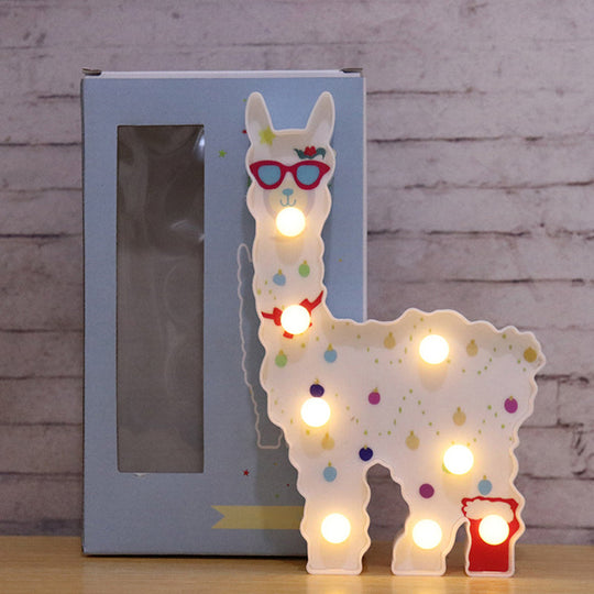 Alpaca Led Table Lamp - Childrens White Battery Wall Lighting For Bedroom