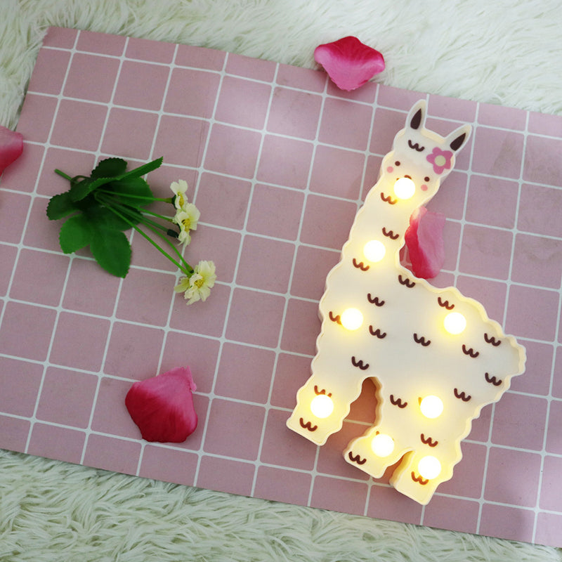 Alpaca Led Table Lamp - Childrens White Battery Wall Lighting For Bedroom / B