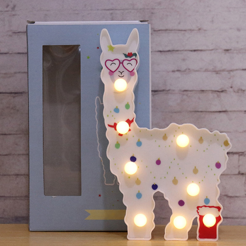 Alpaca Led Table Lamp - Childrens White Battery Wall Lighting For Bedroom