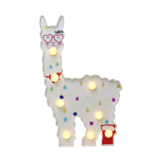 Alpaca Led Table Lamp - Childrens White Battery Wall Lighting For Bedroom