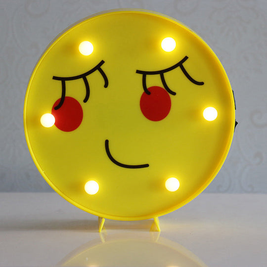 Yellow Emoji Led Nightstand Lamp For Bedroom Decor / Battery B