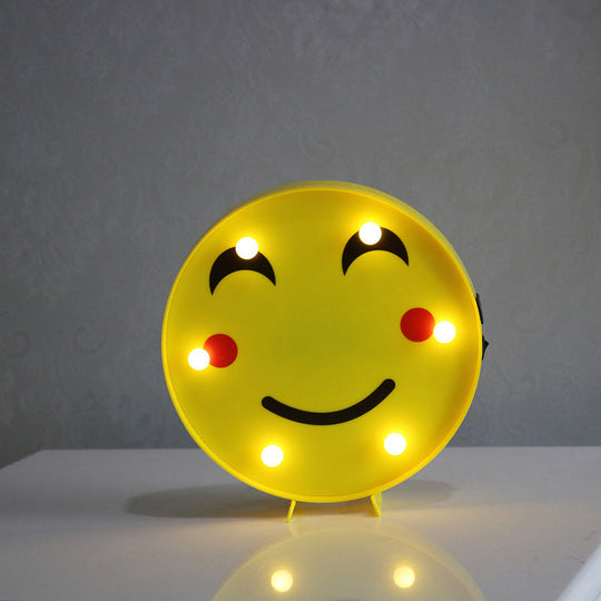 Yellow Emoji Led Nightstand Lamp For Bedroom Decor / Battery C