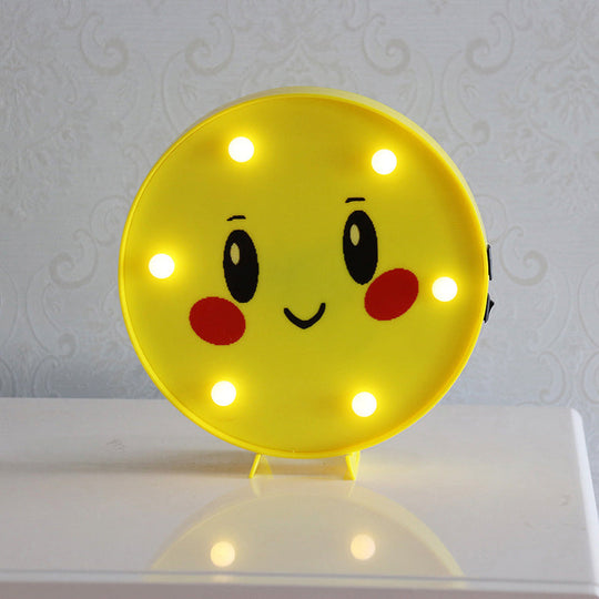 Yellow Emoji Led Nightstand Lamp For Bedroom Decor / Battery E