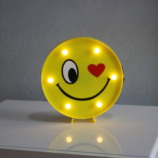 Yellow Emoji Led Nightstand Lamp For Bedroom Decor / Battery F