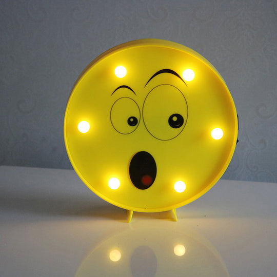 Yellow Emoji Led Nightstand Lamp For Bedroom Decor / Battery I