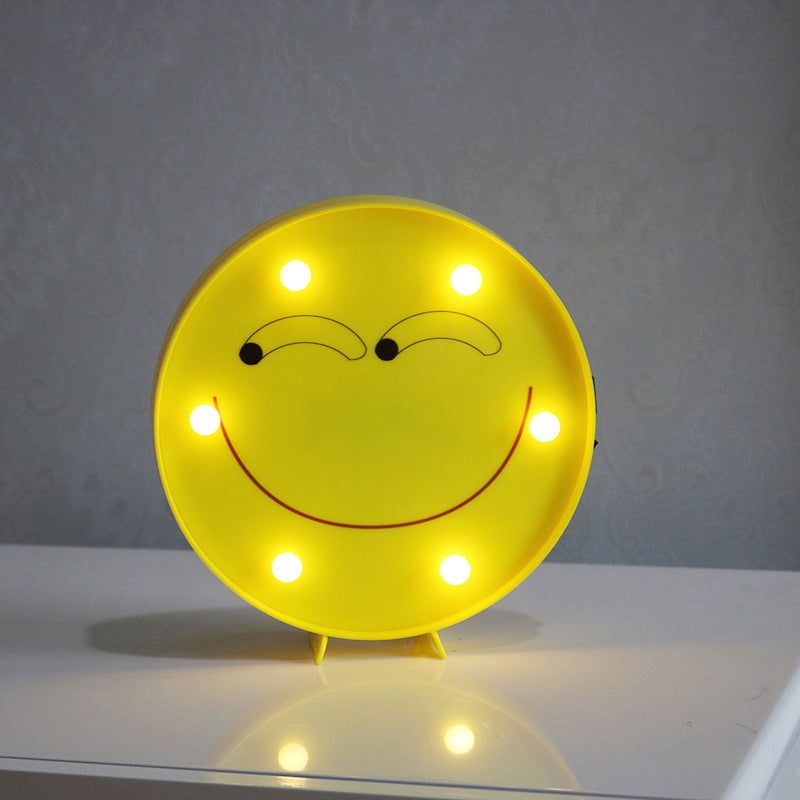 Yellow Emoji Led Nightstand Lamp For Bedroom Decor / Battery L