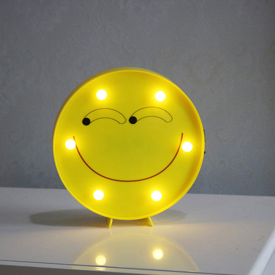 Yellow Emoji Led Nightstand Lamp For Bedroom Decor / Battery L