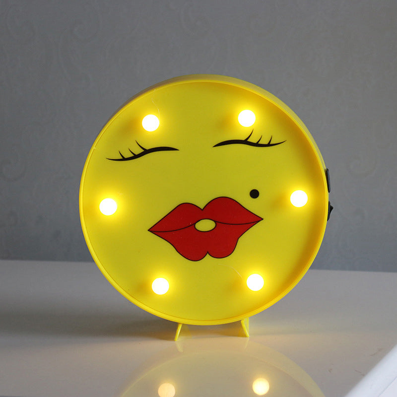 Yellow Emoji Led Nightstand Lamp For Bedroom Decor / Battery P