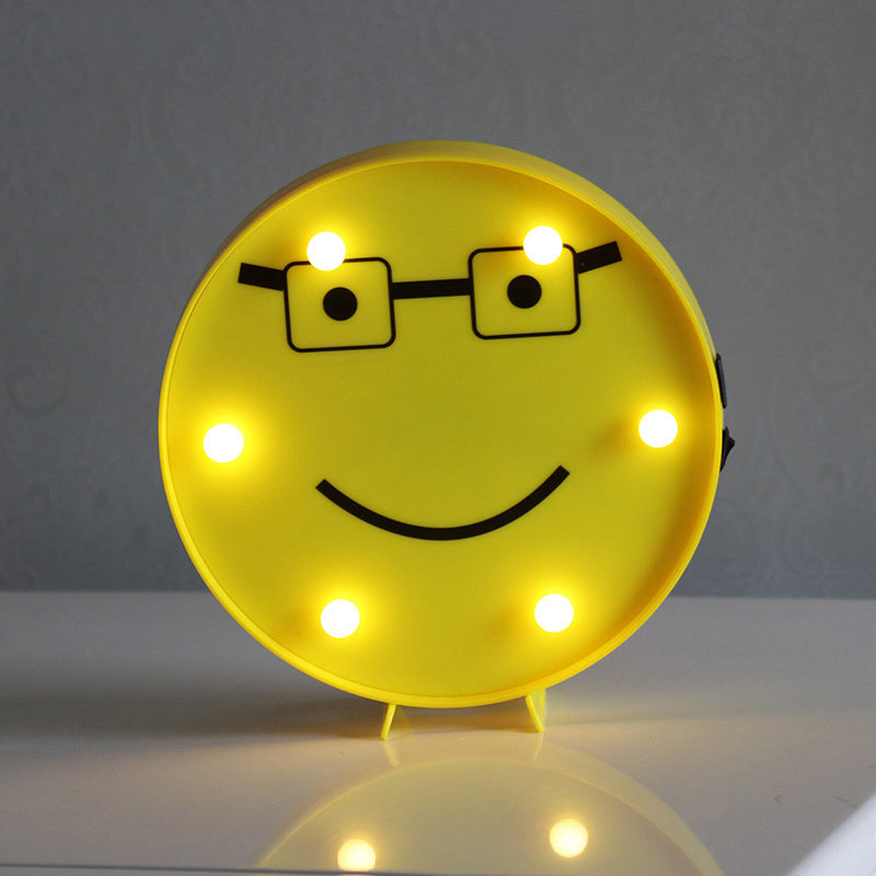 Yellow Emoji Led Nightstand Lamp For Bedroom Decor / Battery R