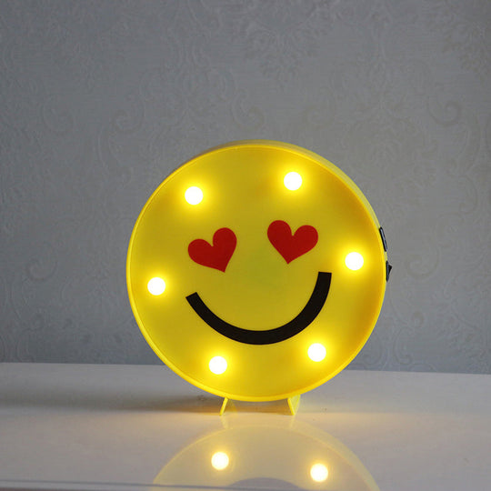 Yellow Emoji Led Nightstand Lamp For Bedroom Decor / Battery S