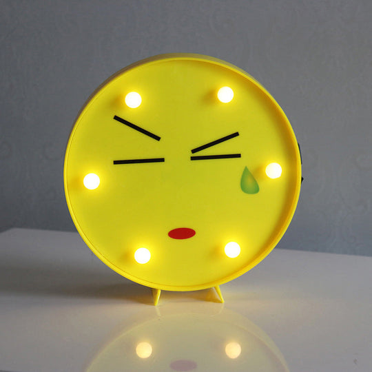 Yellow Emoji Led Nightstand Lamp For Bedroom Decor / Battery U