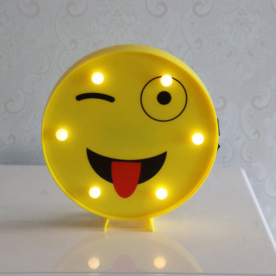 Yellow Emoji Led Nightstand Lamp For Bedroom Decor / Battery W