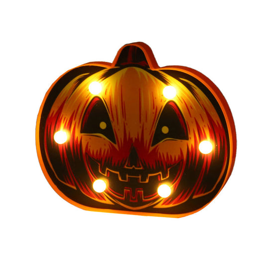 Kids Style Pumpkin Shaped Battery Table Lamp With Led Nightstand Lighting - Plastic Bedroom Decor