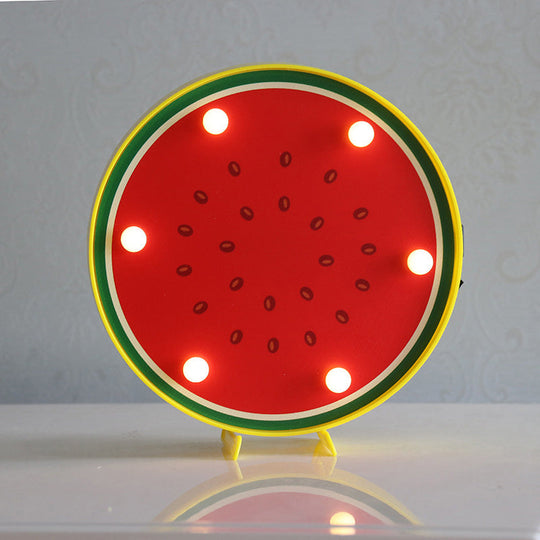 Modern Led Fruit Table Lamp: Battery-Powered Nightstand Light For Bedroom Red / Battery