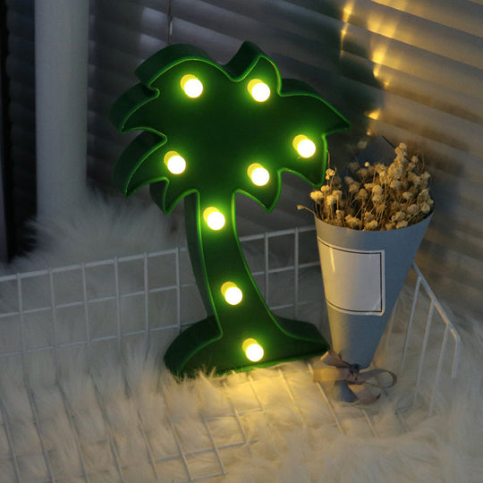 Cartoon Shaped Kids Led Bedside Lamp - Battery-Powered Nightstand Lighting Green / Battery