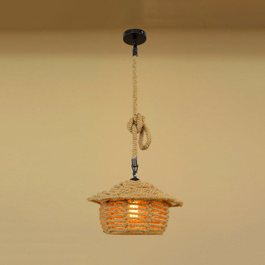 Beige Natural Rope Ceiling Light: Industrial Pendant For Dining Room / B