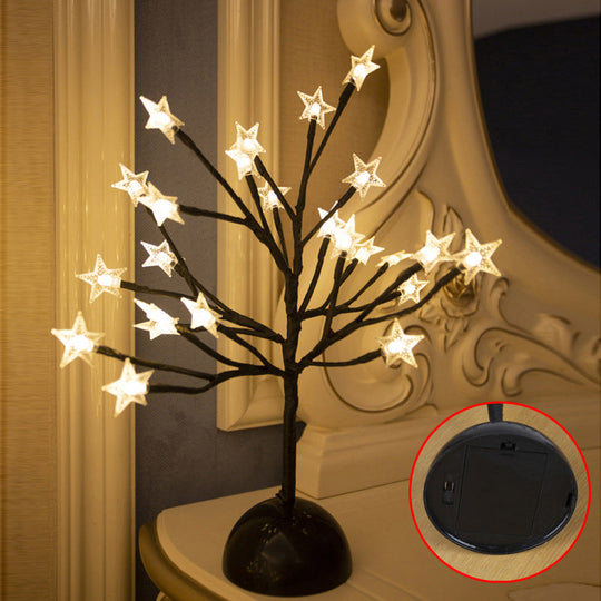 Black Led Nightstand Lamp: Tree Shaped Battery Table Light Decor For Bedroom / A