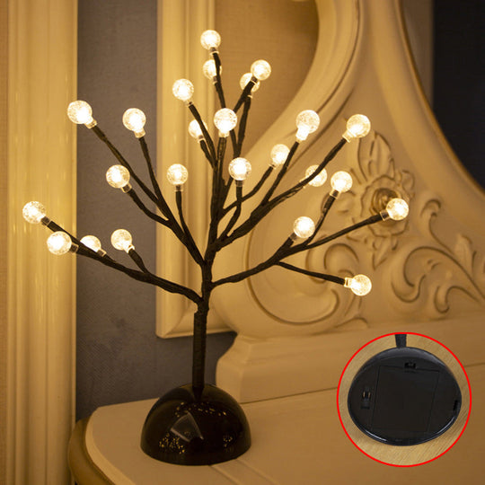 Black Led Nightstand Lamp: Tree Shaped Battery Table Light Decor For Bedroom / B