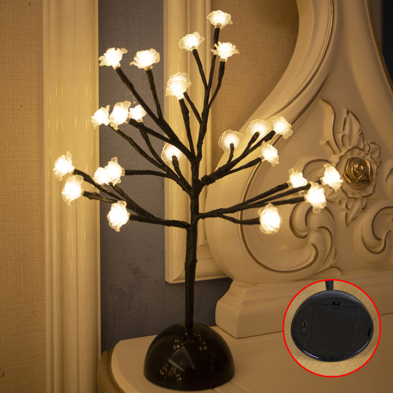 Black Led Nightstand Lamp: Tree Shaped Battery Table Light Decor For Bedroom / C