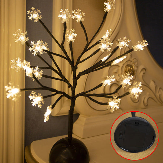 Black Led Nightstand Lamp: Tree Shaped Battery Table Light Decor For Bedroom / D