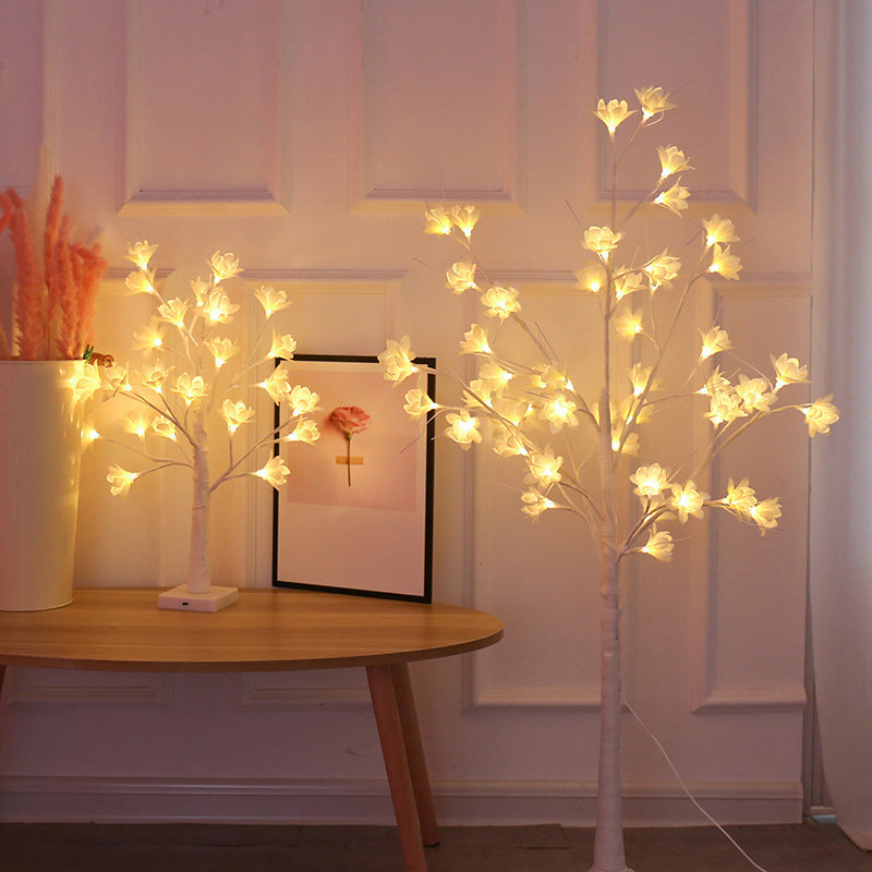 White Led Flower Tree Lamp: Artistic Metallic Usb Table/Floor Lighting For Living Room