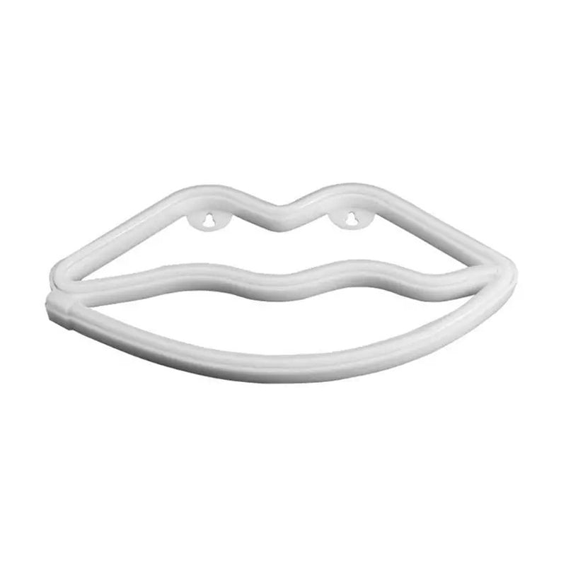 Kids Bedroom Lip Shaped Neon Wall Light Battery Powered Led Plastic Art White