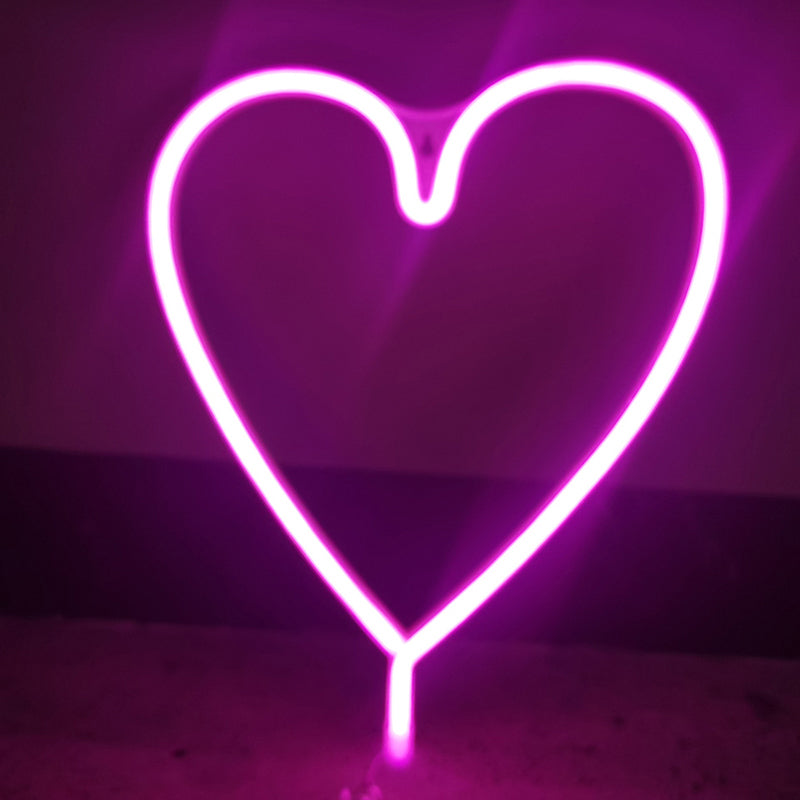 Heart Shaped Led Neon Night Light - Art Decor For Bedroom Wall Lighting Ideas White / Battery Pink