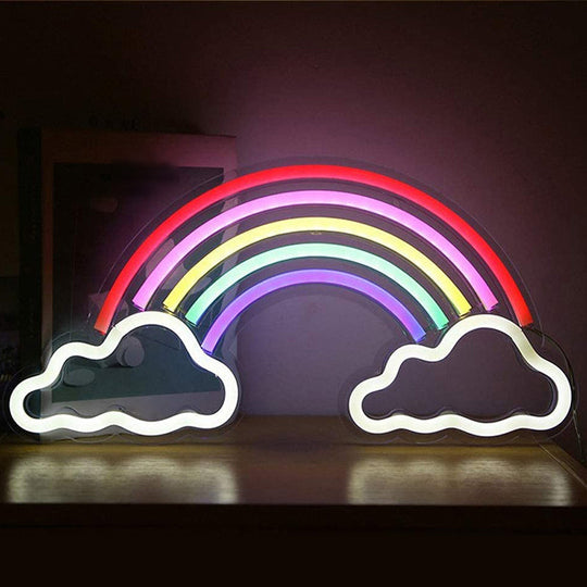 Cartoon Usb Neon Night Light For Living Room - Artistic Wall Lighting White / J