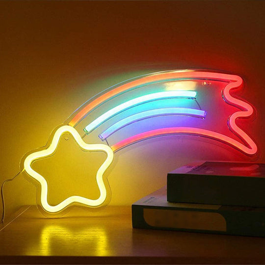 Cartoon Usb Neon Night Light For Living Room - Artistic Wall Lighting White / D