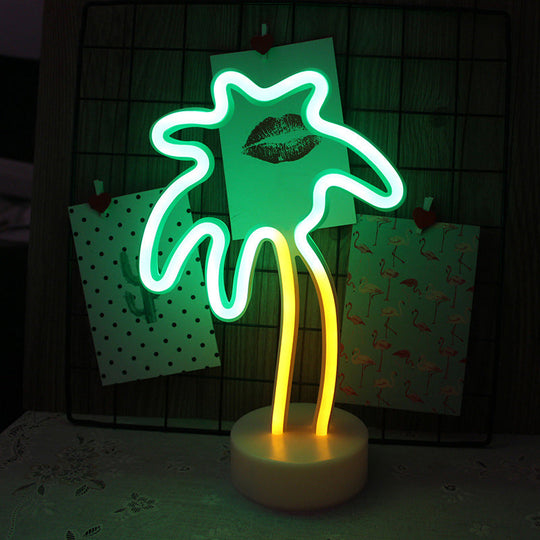 White Plastic Cartoon Led Table Light For Bedroom With Contemporary Neon Night Lighting / Battery C