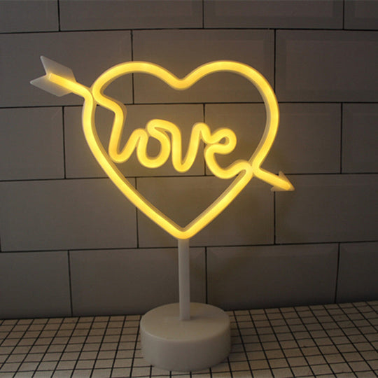 White Plastic Cartoon Led Table Light For Bedroom With Contemporary Neon Night Lighting / Battery L