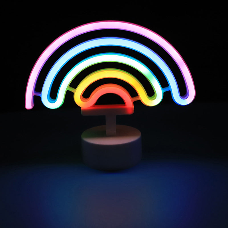 White Plastic Cartoon Led Table Light For Bedroom With Contemporary Neon Night Lighting / Battery O