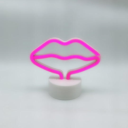 White Plastic Cartoon Led Table Light For Bedroom With Contemporary Neon Night Lighting