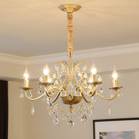 Gold Finish Crystal Chandelier Light: Elegant Dining Room Lighting Fixture