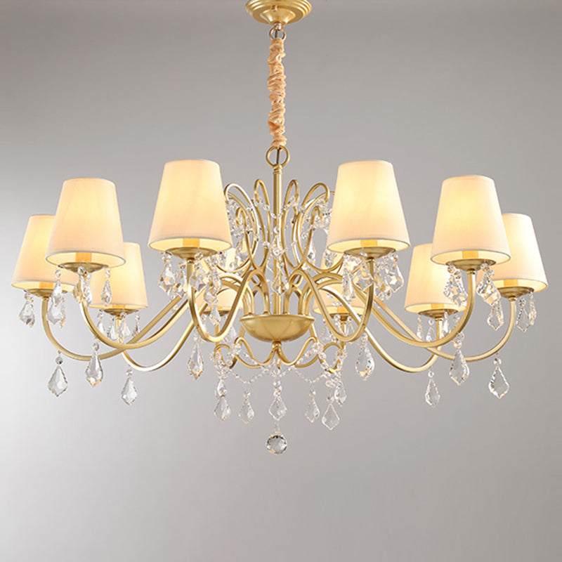 Gold Finish Crystal Chandelier Light: Elegant Dining Room Lighting Fixture 10 / With Shade