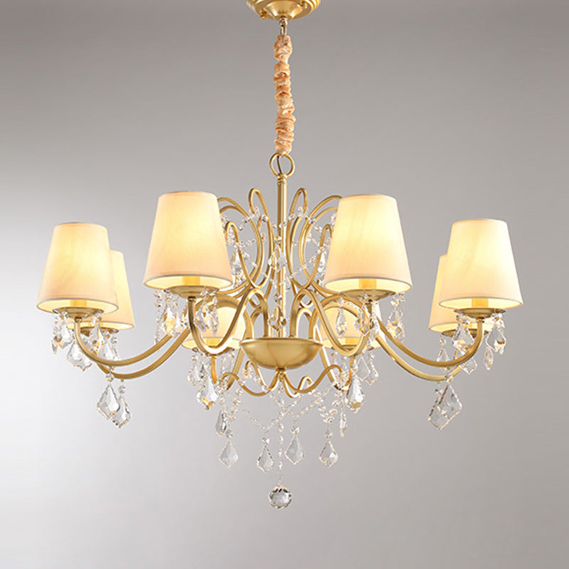 Gold Finish Crystal Chandelier Light: Elegant Dining Room Lighting Fixture 8 / With Shade