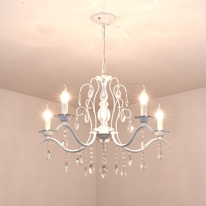 Metallic Candelabra Chandelier With Crystal Decoration - Traditional Hanging Pendant Light