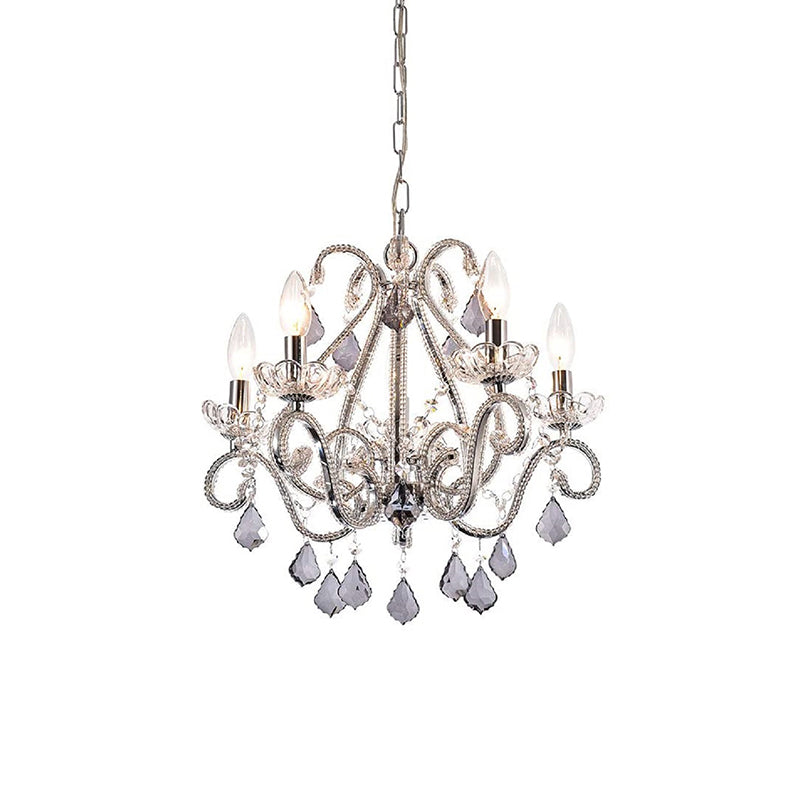 French Country Crystal Chandelier - Elegant 5-Light Pendant For Bedroom Ceiling