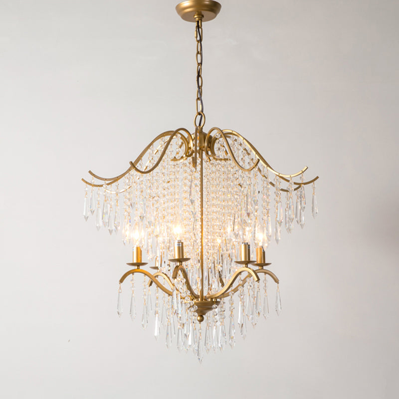 Traditional Gold Crystal Candle Chandelier With Elegant Tassel Design 4 /