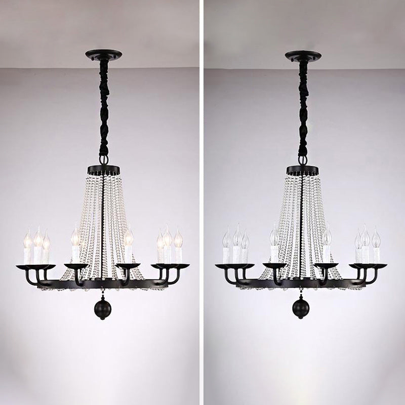 Retro Metal Chandelier Candelabra Ceiling Pendant Light With Crystal Strand - Elegant And Timeless