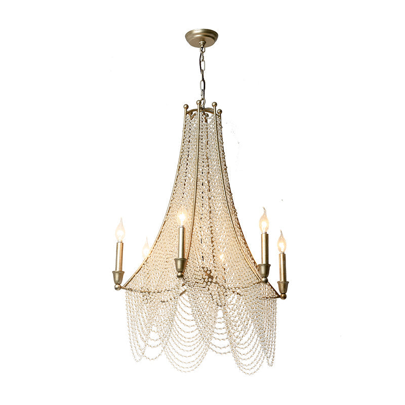 Rustic Kitchen Hanging Lamp With Crystal Accents - Candle Metal Chandelier