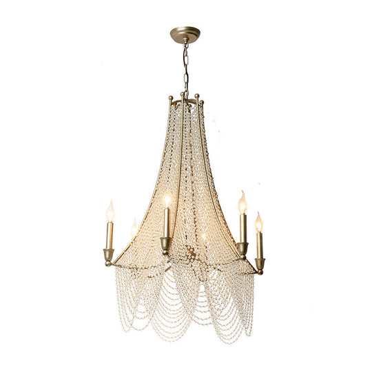 Rustic Kitchen Hanging Lamp With Crystal Accents - Candle Metal Chandelier Gold / Medium A