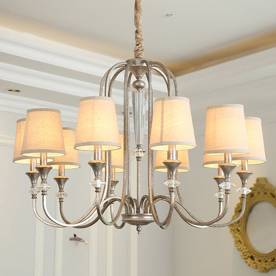 Colonial Candle Chandelier Ceiling Lamp Metallic Suspension For Living Room