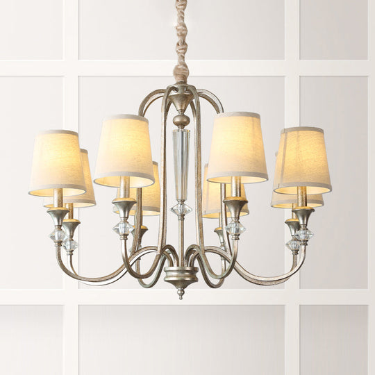 Colonial Candle Chandelier Ceiling Lamp Metallic Suspension For Living Room