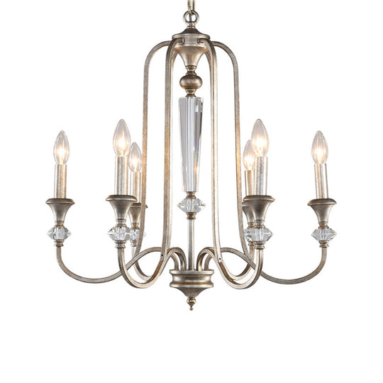 Colonial Candle Chandelier Ceiling Lamp Metallic Suspension For Living Room