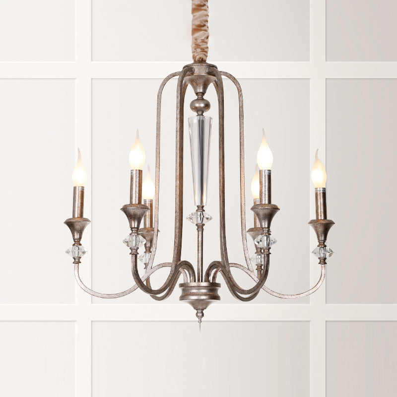 Colonial Candle Chandelier Ceiling Lamp Metallic Suspension For Living Room