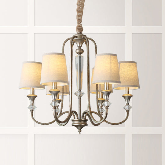 Colonial Candle Chandelier Ceiling Lamp Metallic Suspension For Living Room