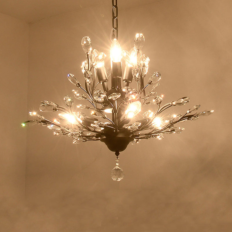 Branch Shaped Crystal Chandelier Pendant Light - Country Style Living Room Fixture